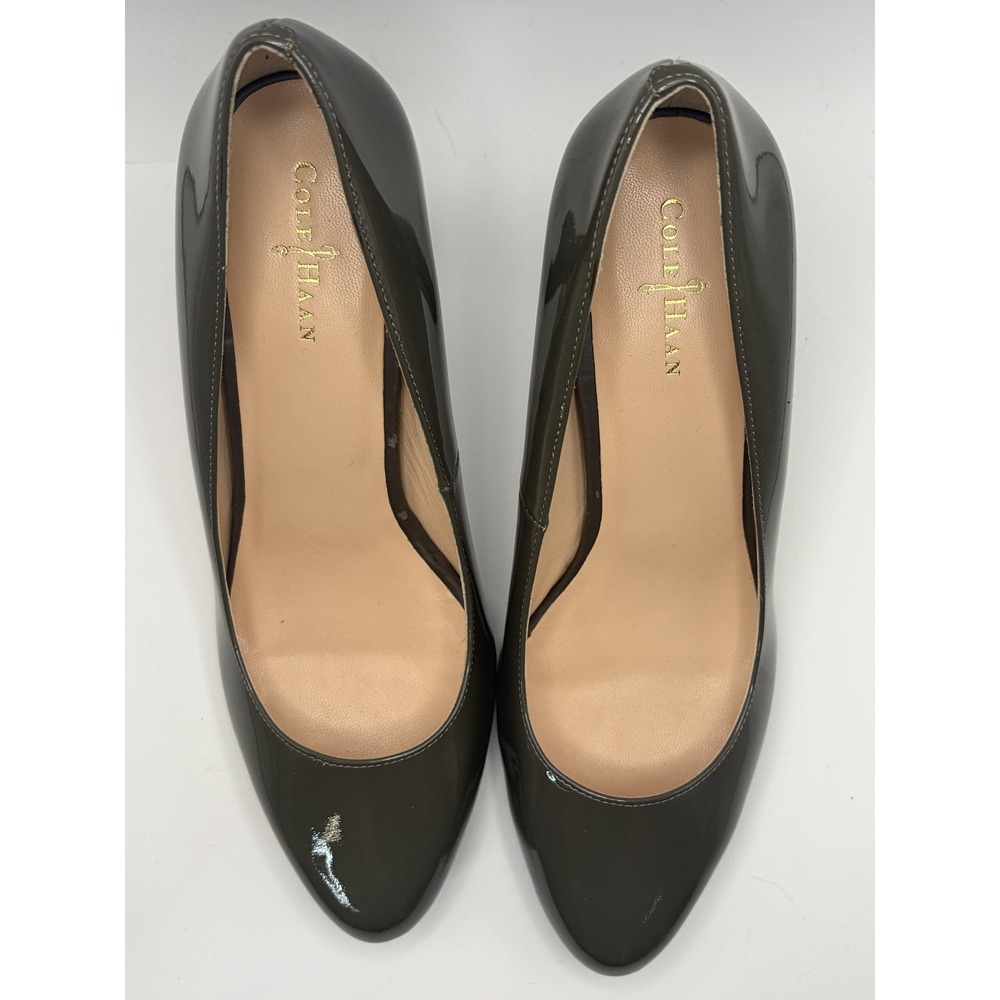 Cole Haan Nike Air Patent Leather Pumps Olive Green Taupe Heels D39704 Size 8B
